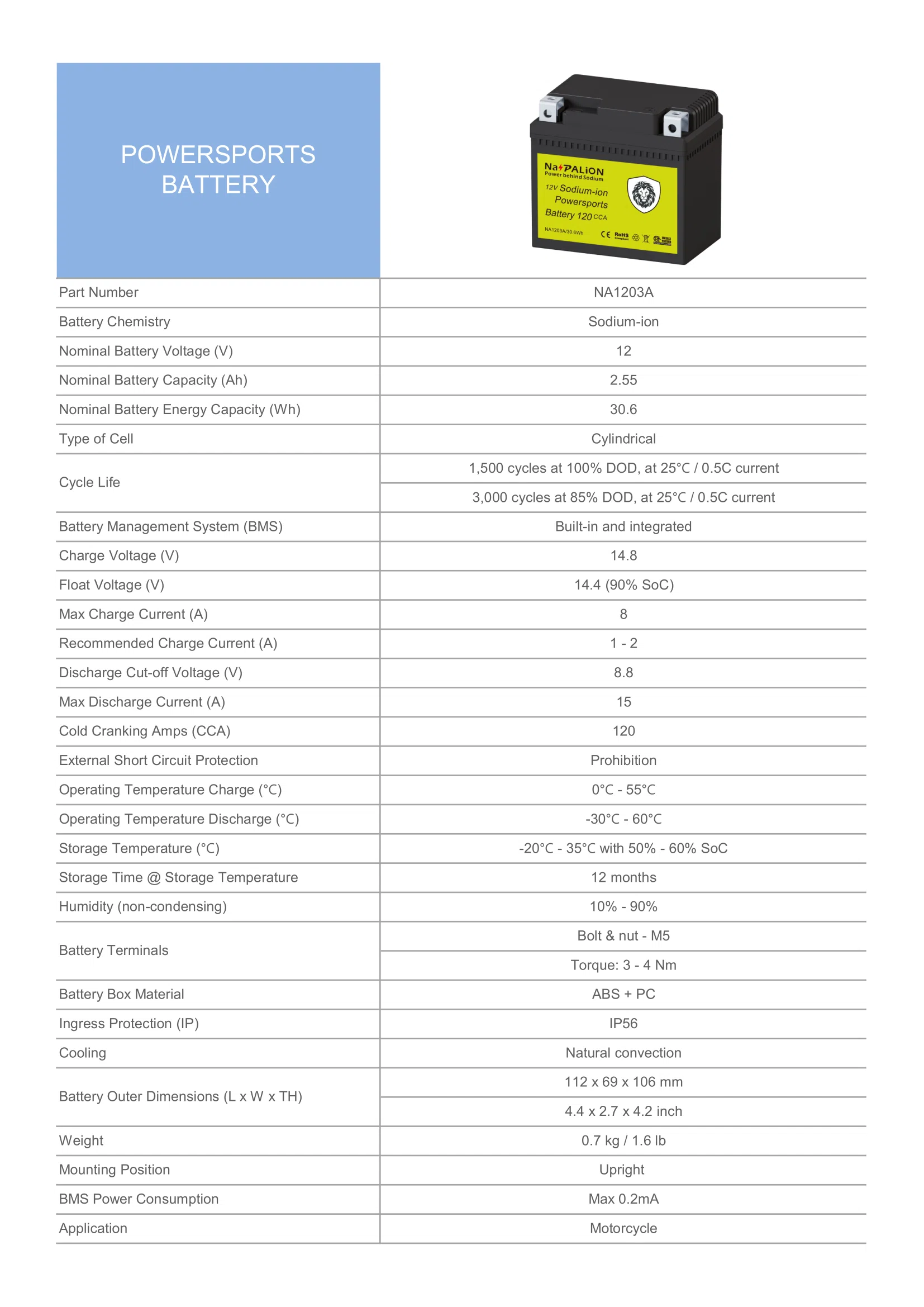 Sodium-ion powersports battery 12V 120CCA - NA1203A Eng.webp